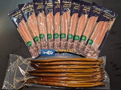 1 kilo gerookte paling + 10 pakjes palingfilet van 100 gram